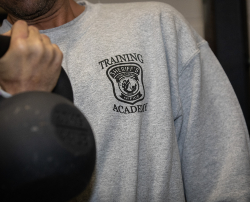Recruit lifting a kettlebell
